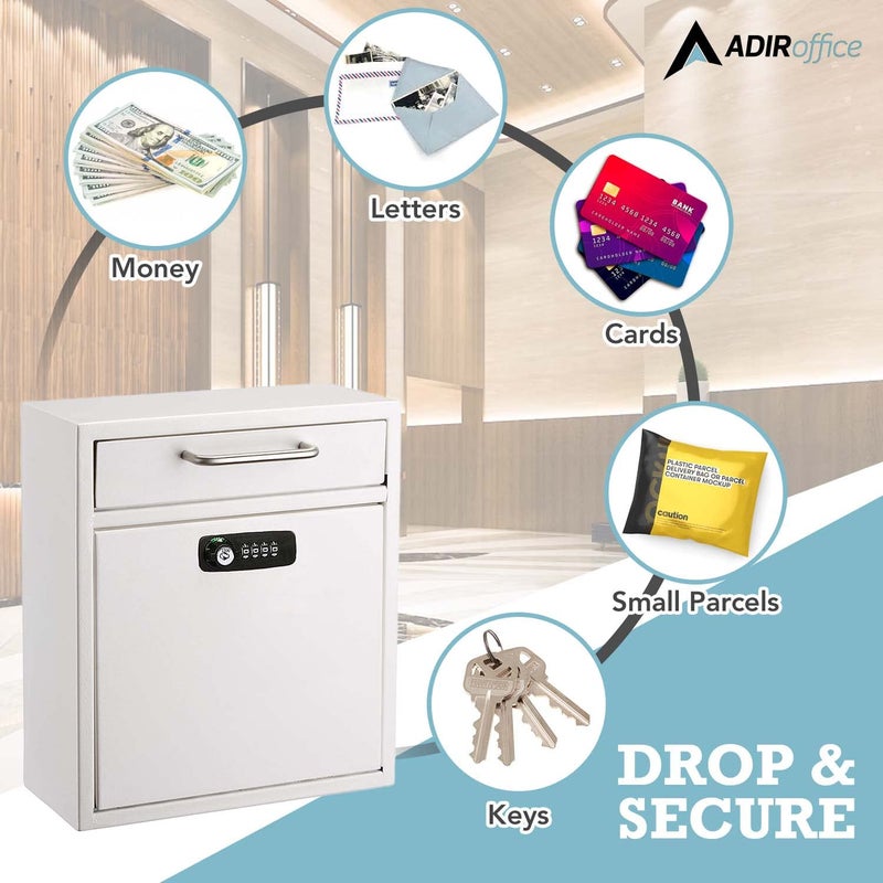 AdirOffice Ultimate Drop Box Wall-Mounted Mailbox - Hanging Secured Postbox - Durable Spacious Key or Combination Lock Box Perfect for After Hours Deposits Payments Key and Letter Drop - Image 4